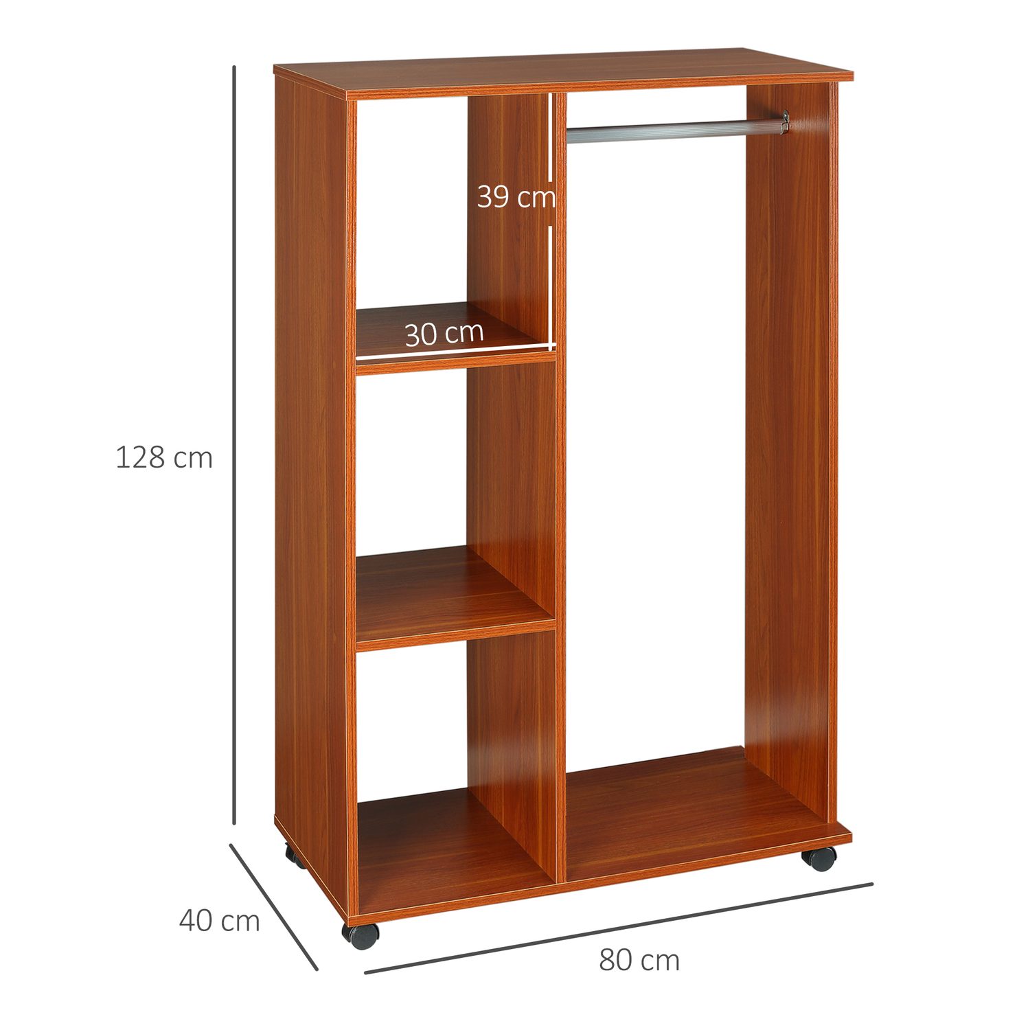 Walnut Mobile Open Wardrobe