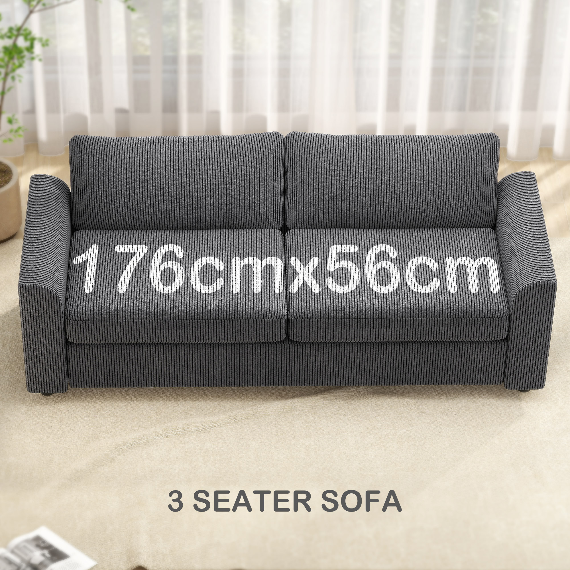 Grey Corduroy Sofa