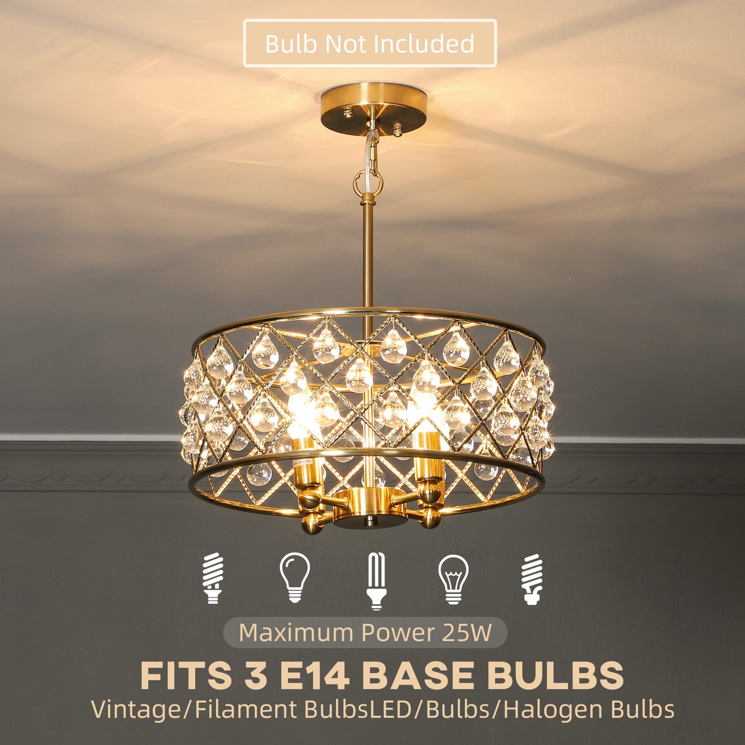Gold-Tone Crystal Chandelier