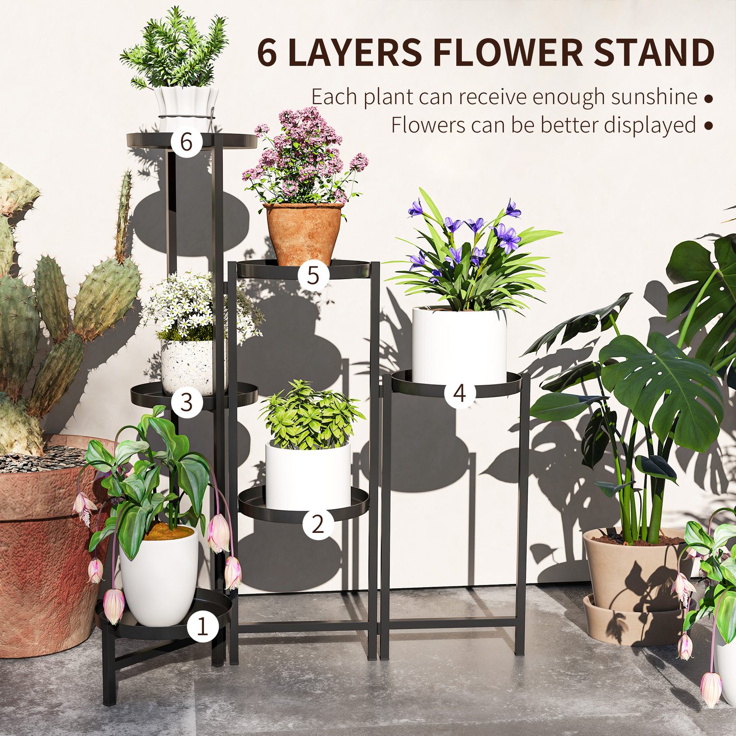 Show Off Your Plants With a Foldable Four-Tier Metal Stand
