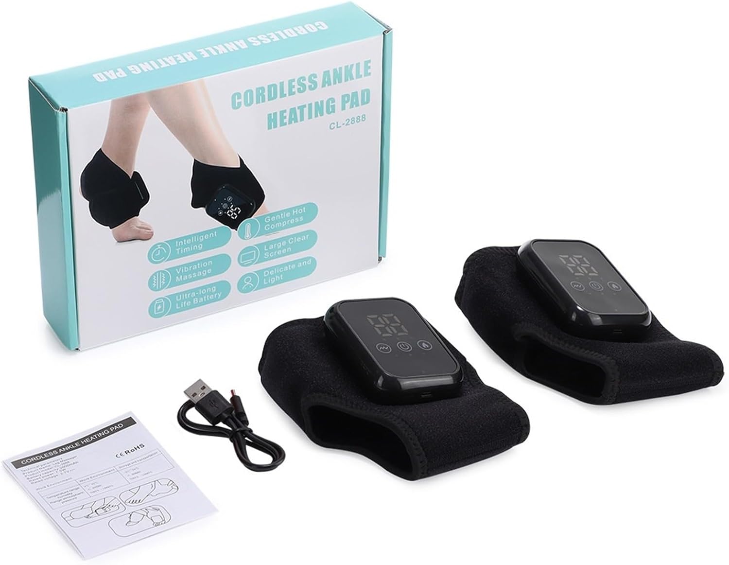 Cordless Ankle Heating Pad Massager Pair