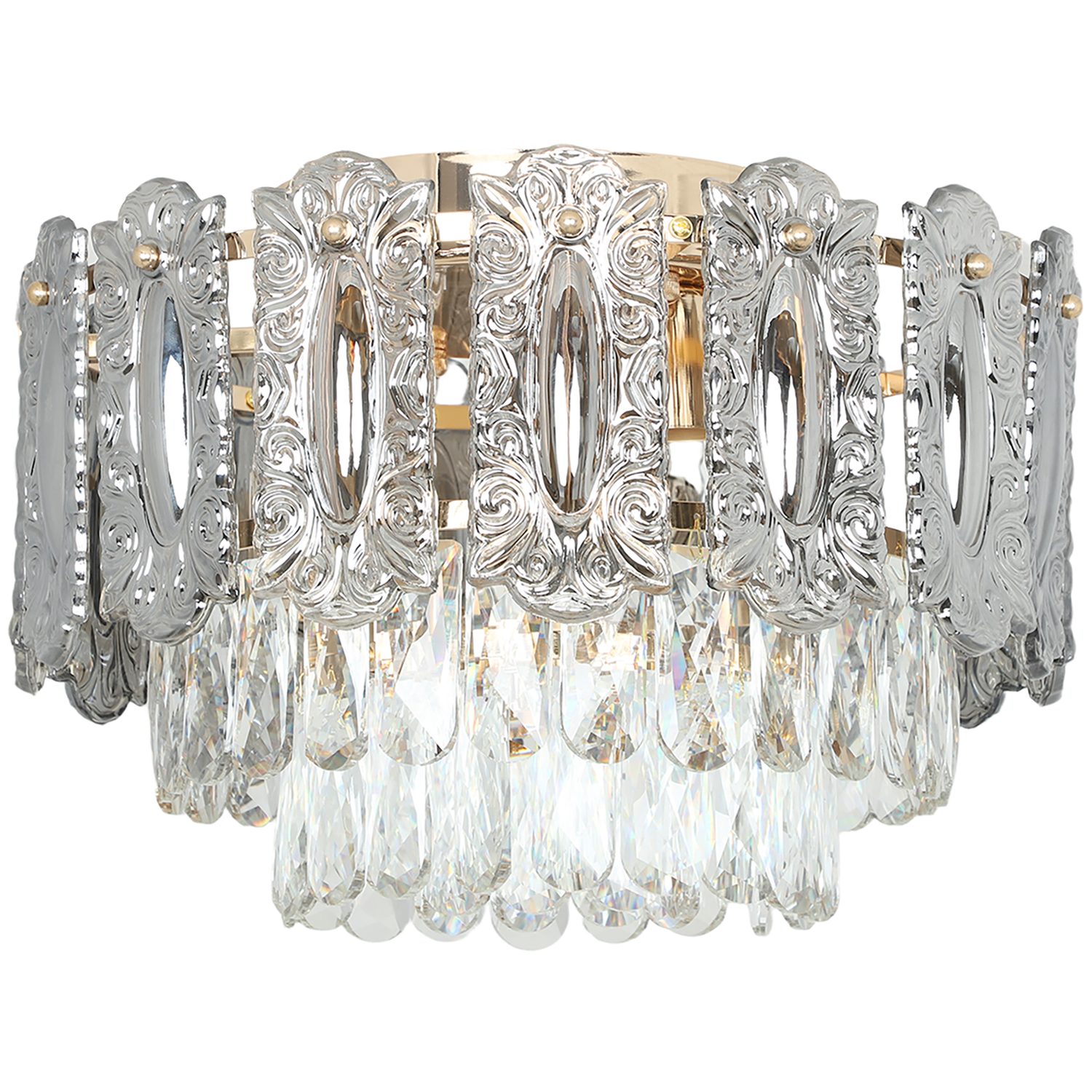 Gold Tone Crystal Flush Mount Ceiling Light