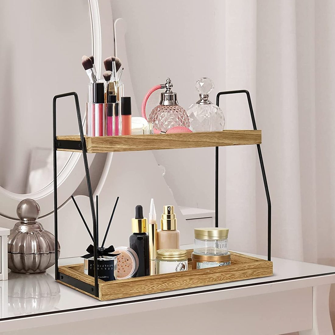 A Compact Two-Tier Shelf for Kitchens, Desks and Bathrooms