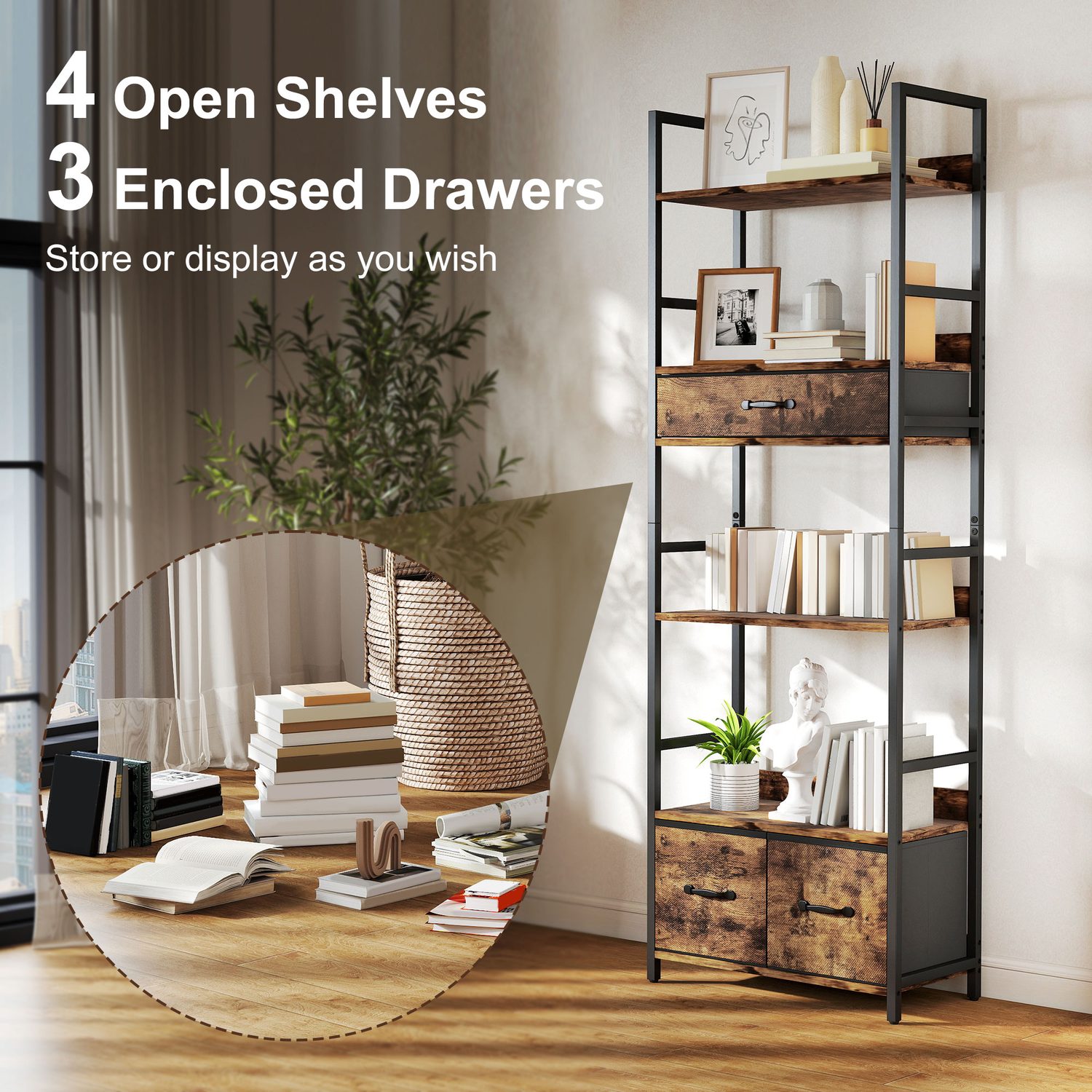 Industrial Tall Bookcase