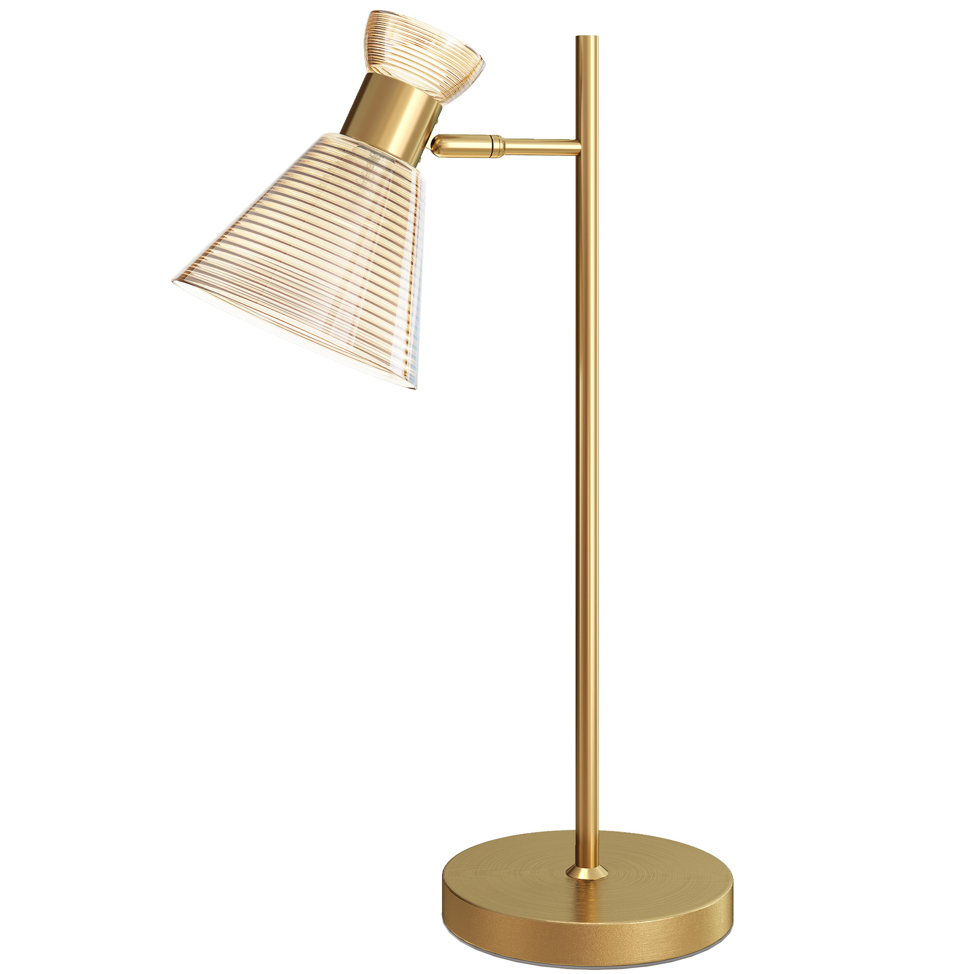 Modern gold table lamp with adjustable amber glass shade