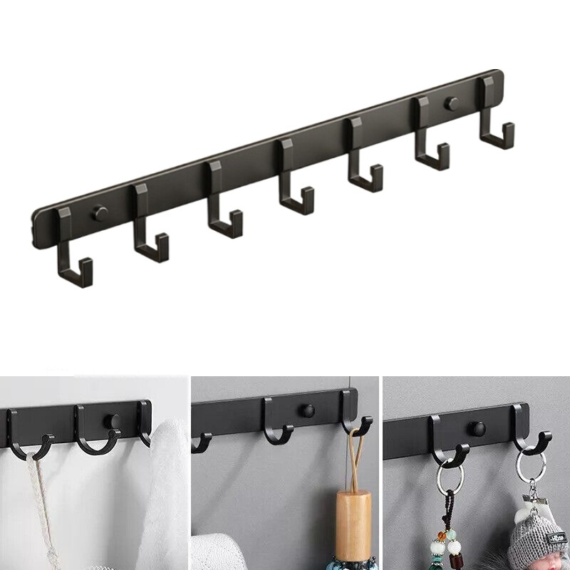 7-Hook Aluminium Wall Rack with Modern Slim Profile