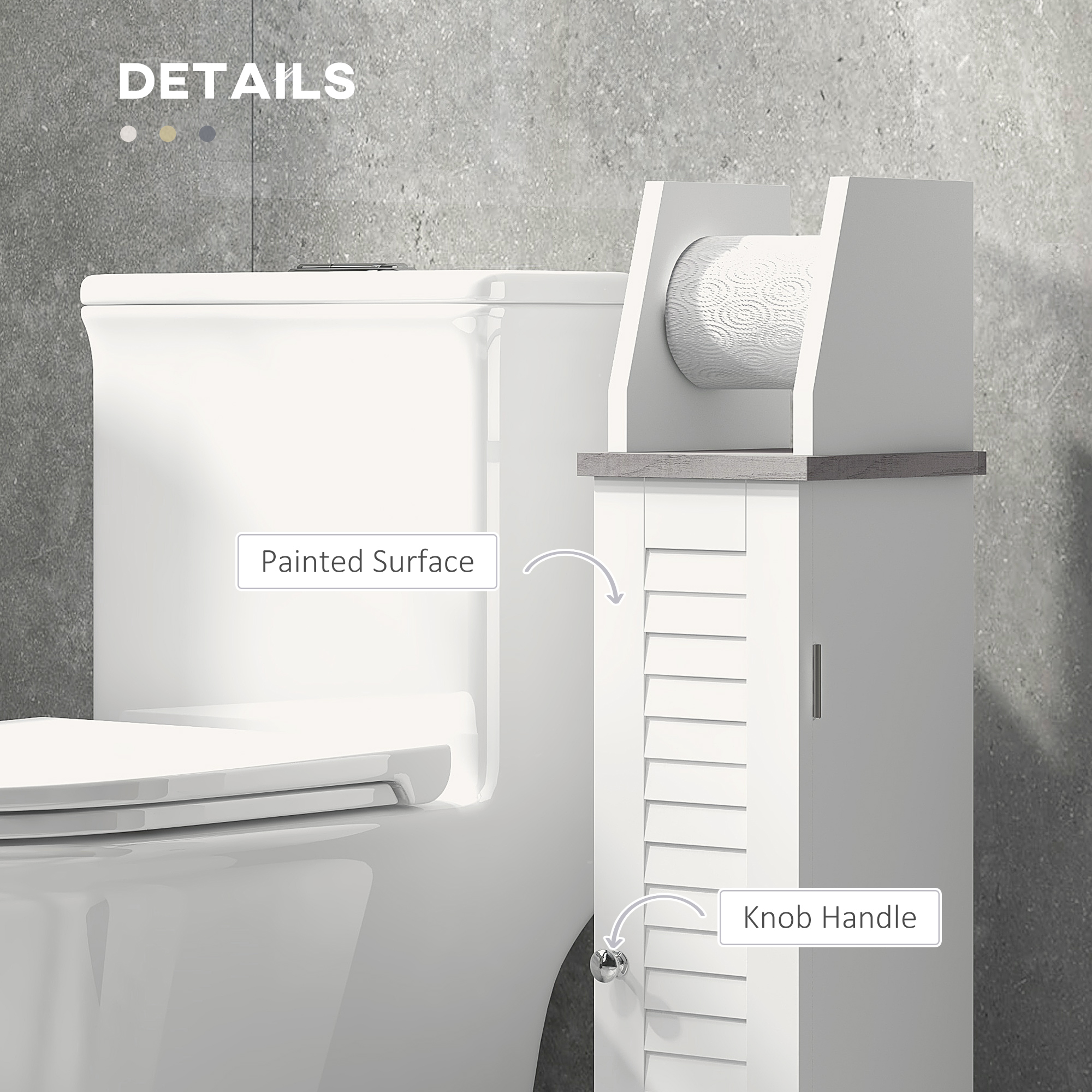 White Slim Bathroom Cabinet for Toilet Roll Storage