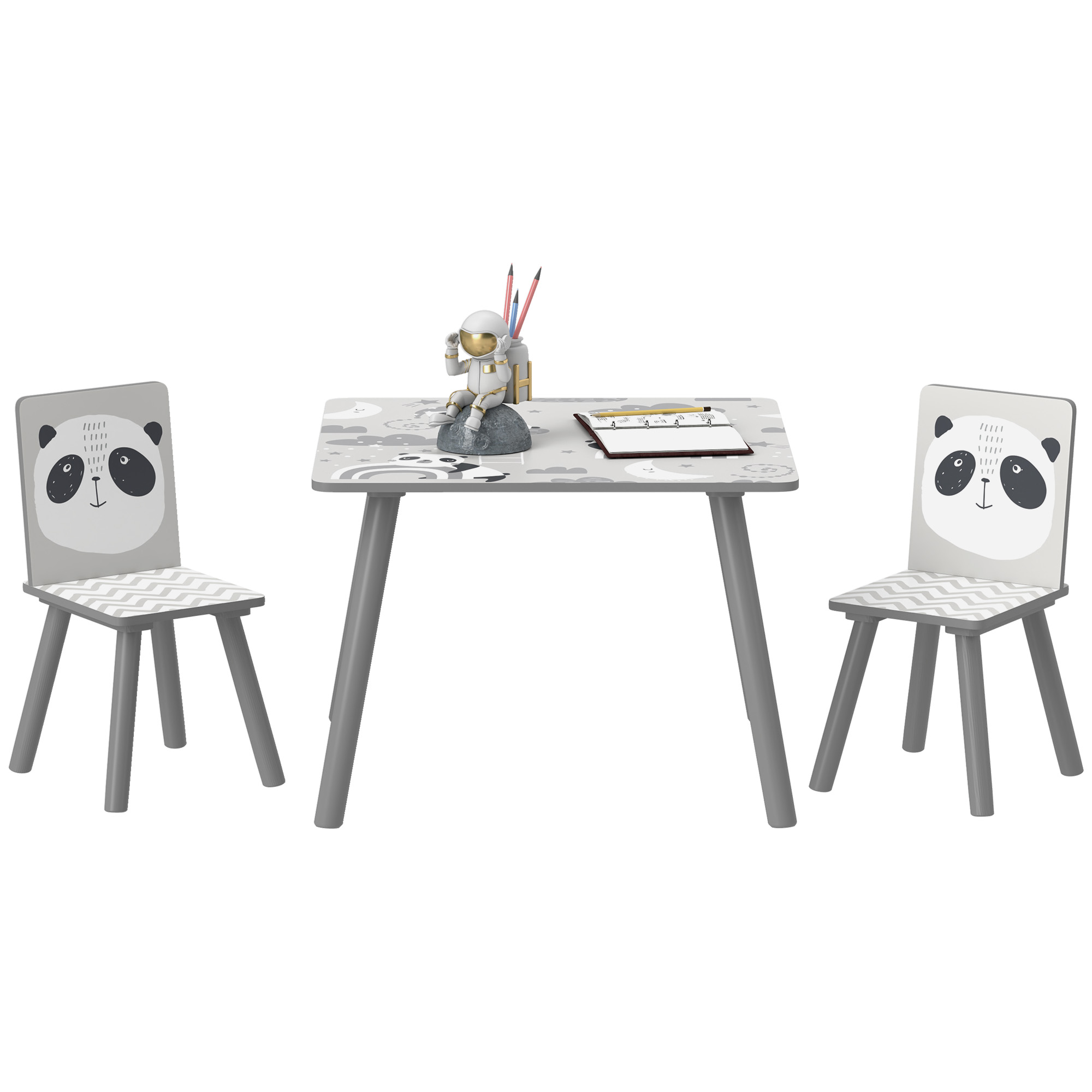 ZONEKIZ Grey Kids Table and Chairs for Effortless Play