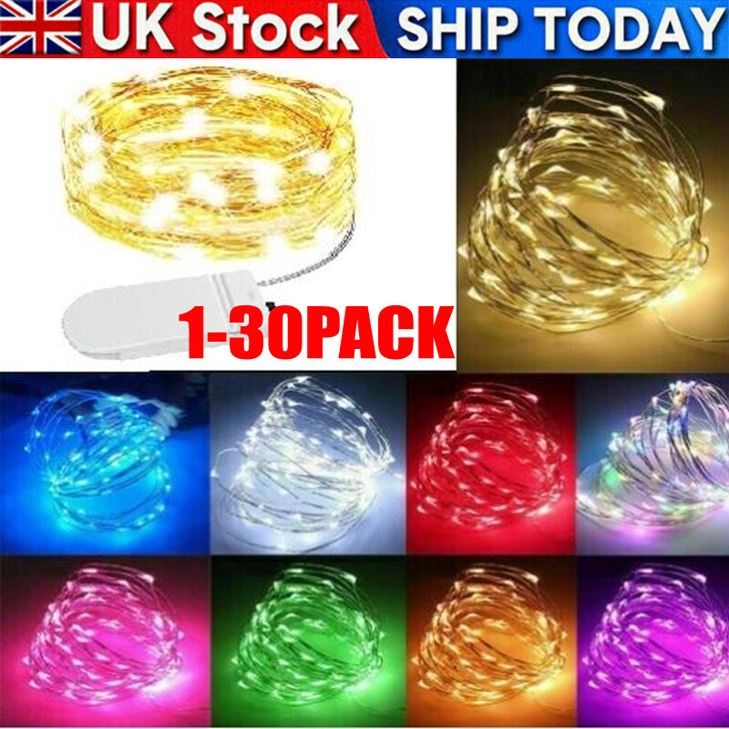 Warm White Battery Fairy Lights on Copper Wire, 5M