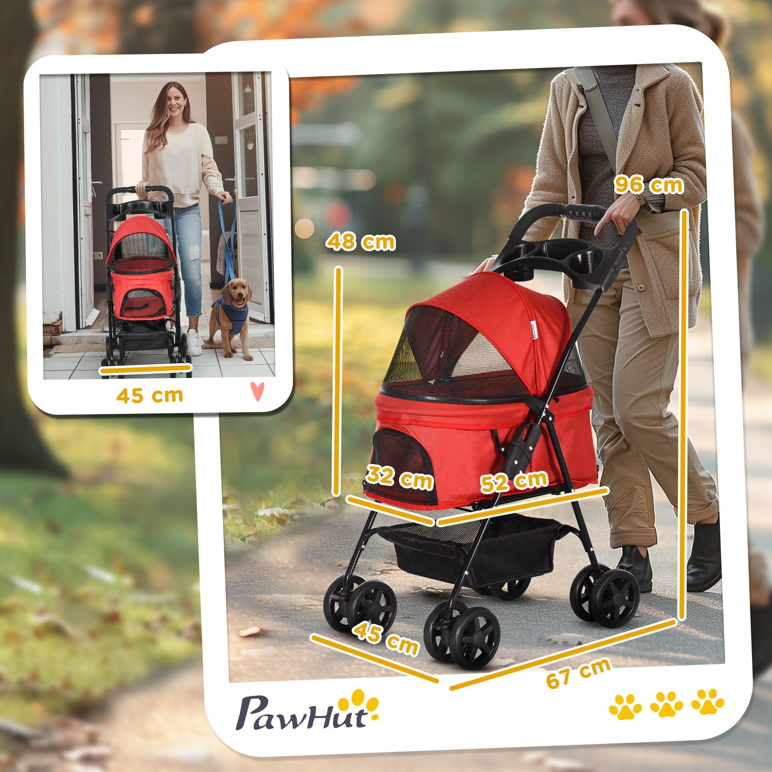 PawHut Foldable Dog Pram Stroller