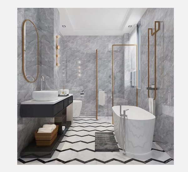 Peel-and-Stick Grey Marble Tile Stickers for Kitchen & Bathroom