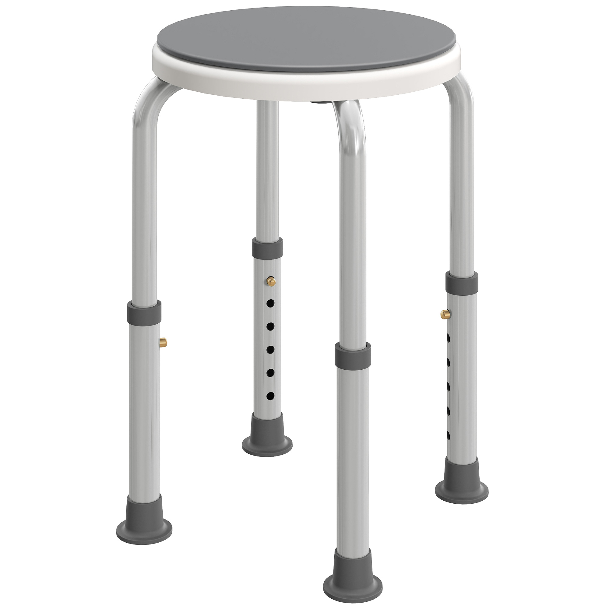 Grey shower stool with rotating round seat