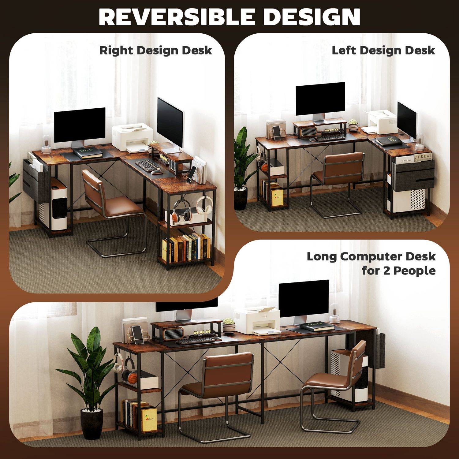 Reversible L-Shaped Desk & 2-Person Workstation