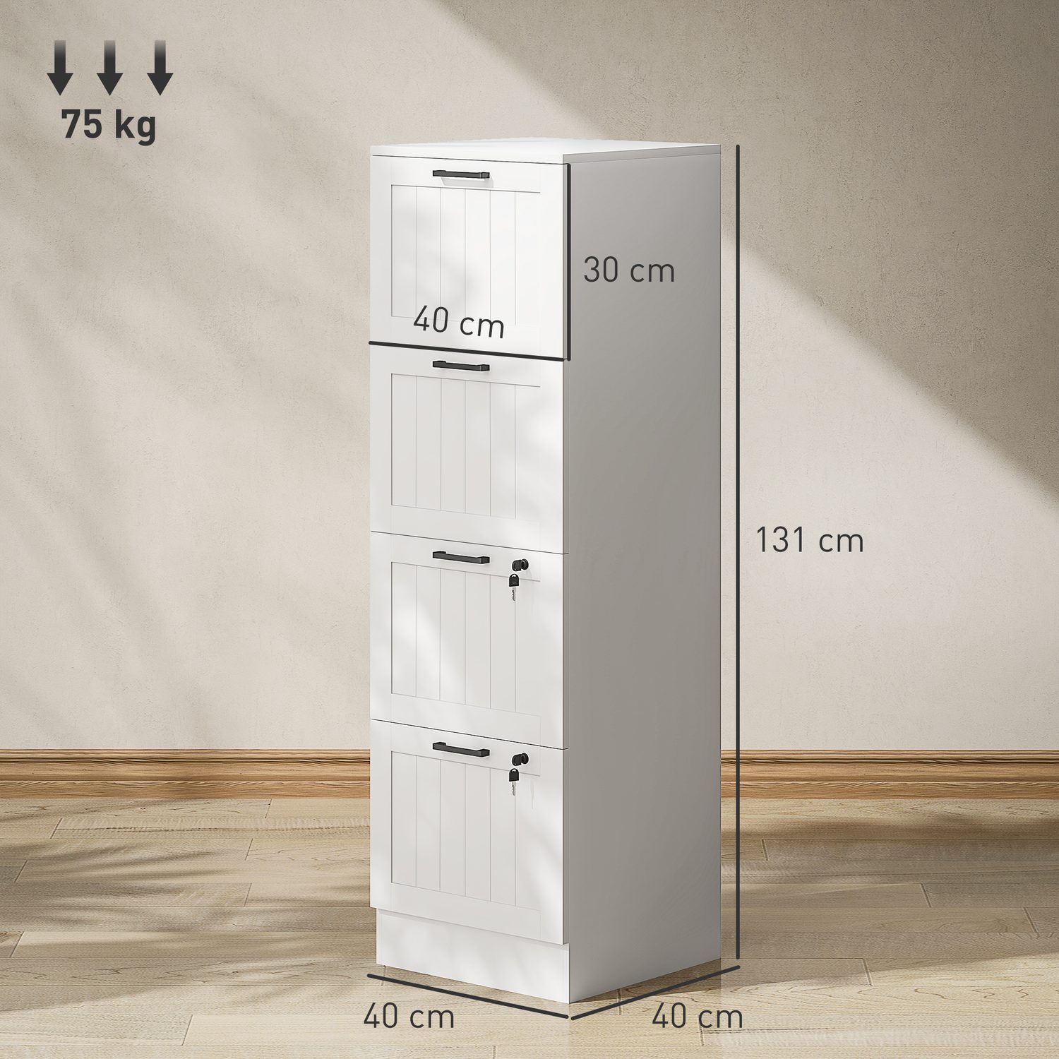 Keep your files secure and organised with a locking 4-drawer cabinet