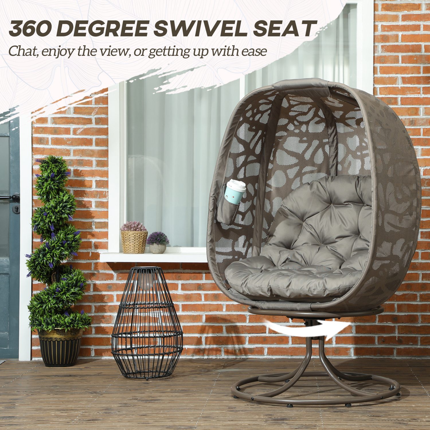 Sand Brown Swivel Egg Chair