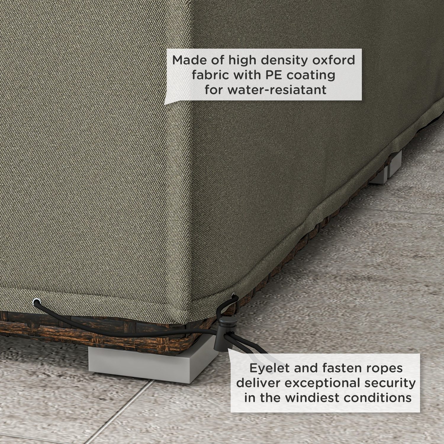 Grey Waterproof Cover for Large Outdoor Furniture