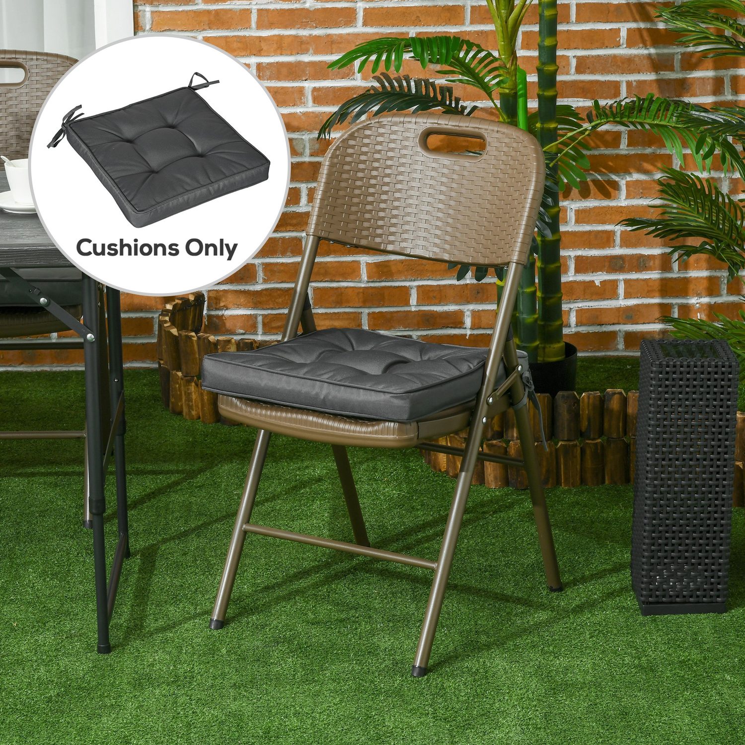 Set Of 4 Grey Garden Cushions For Dining Chairs