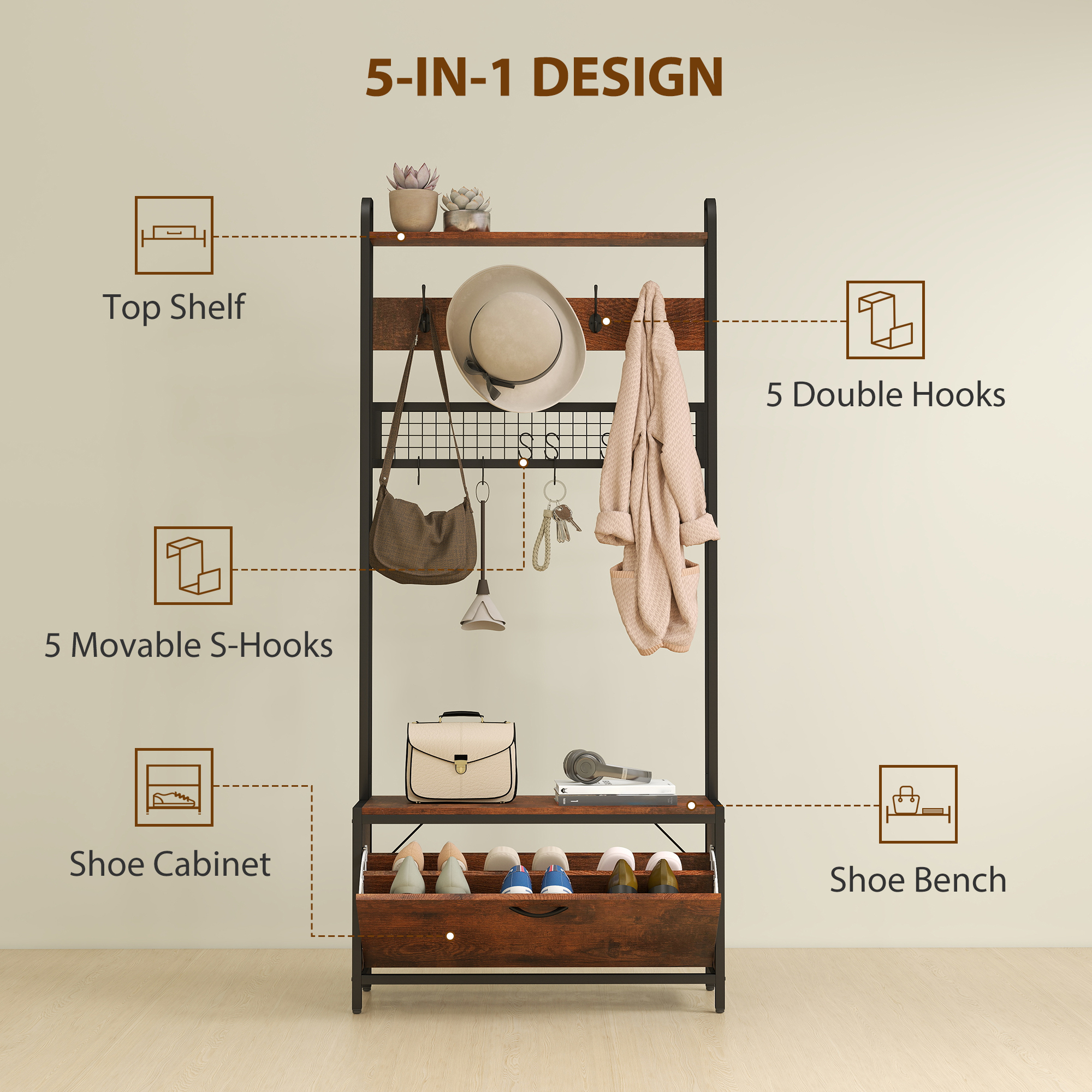 5-in-1 Hallway Tree