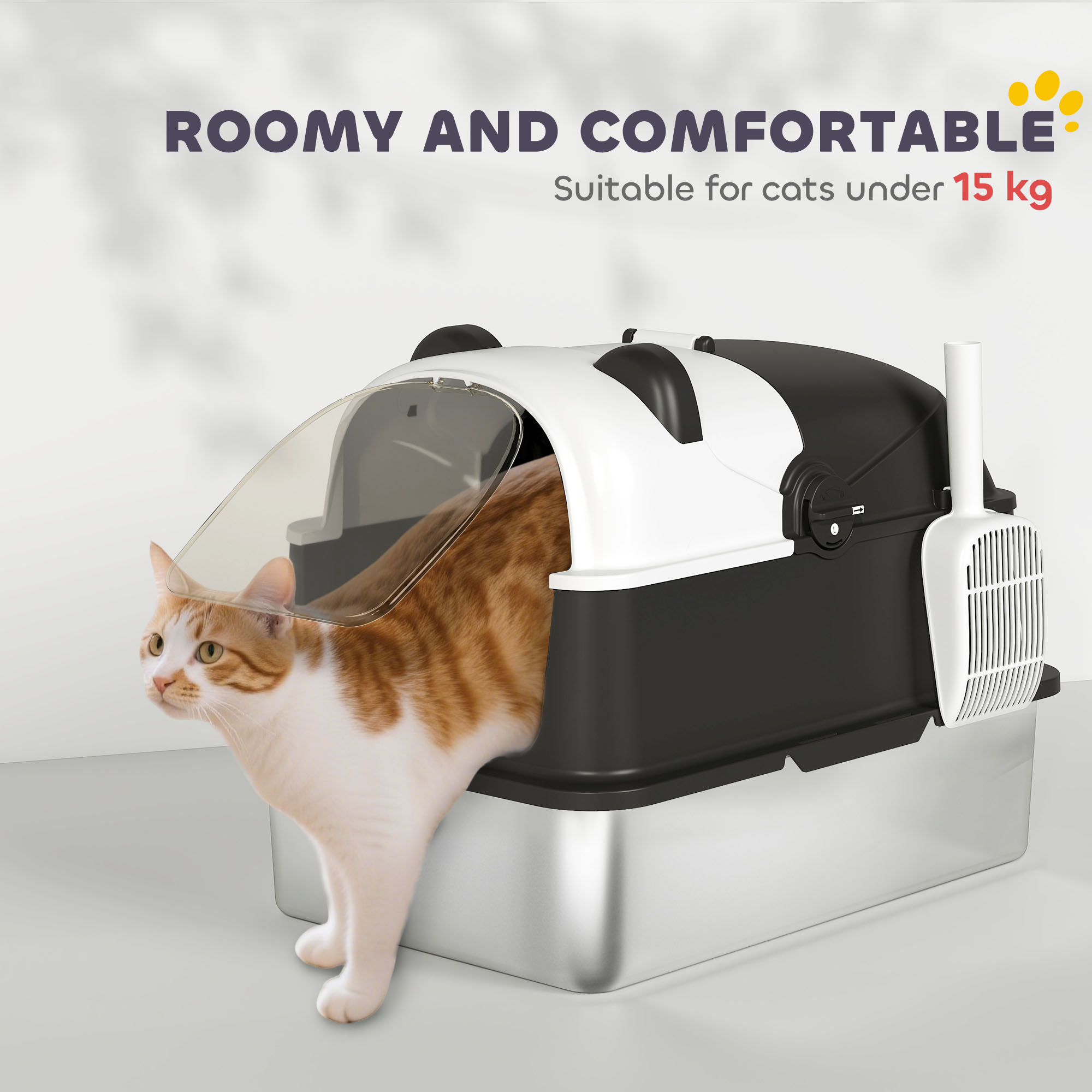 Panda Style XL Enclosed Cat Litter Box with Flip-Top Lid