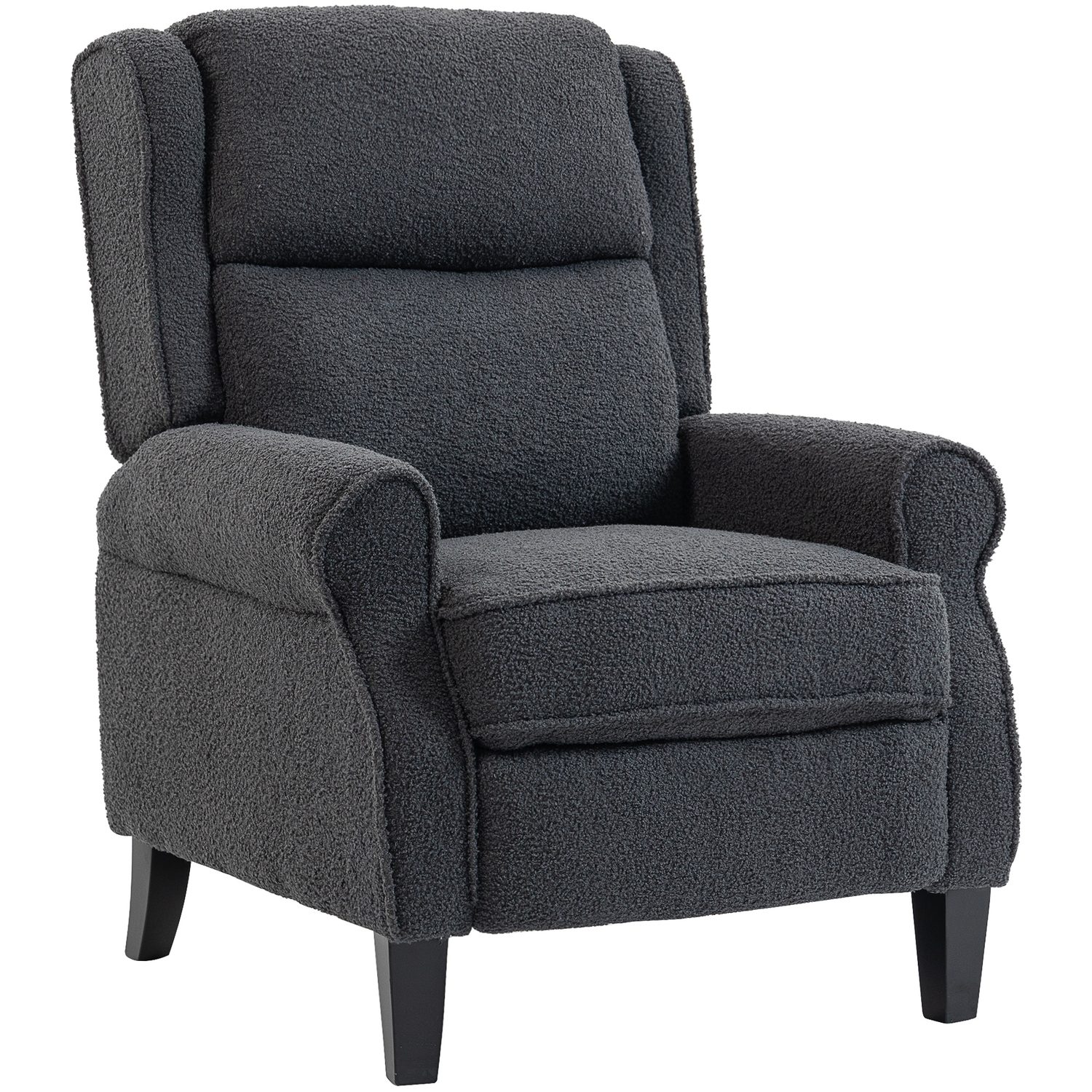 Dark Grey Teddy Fleece Recliner