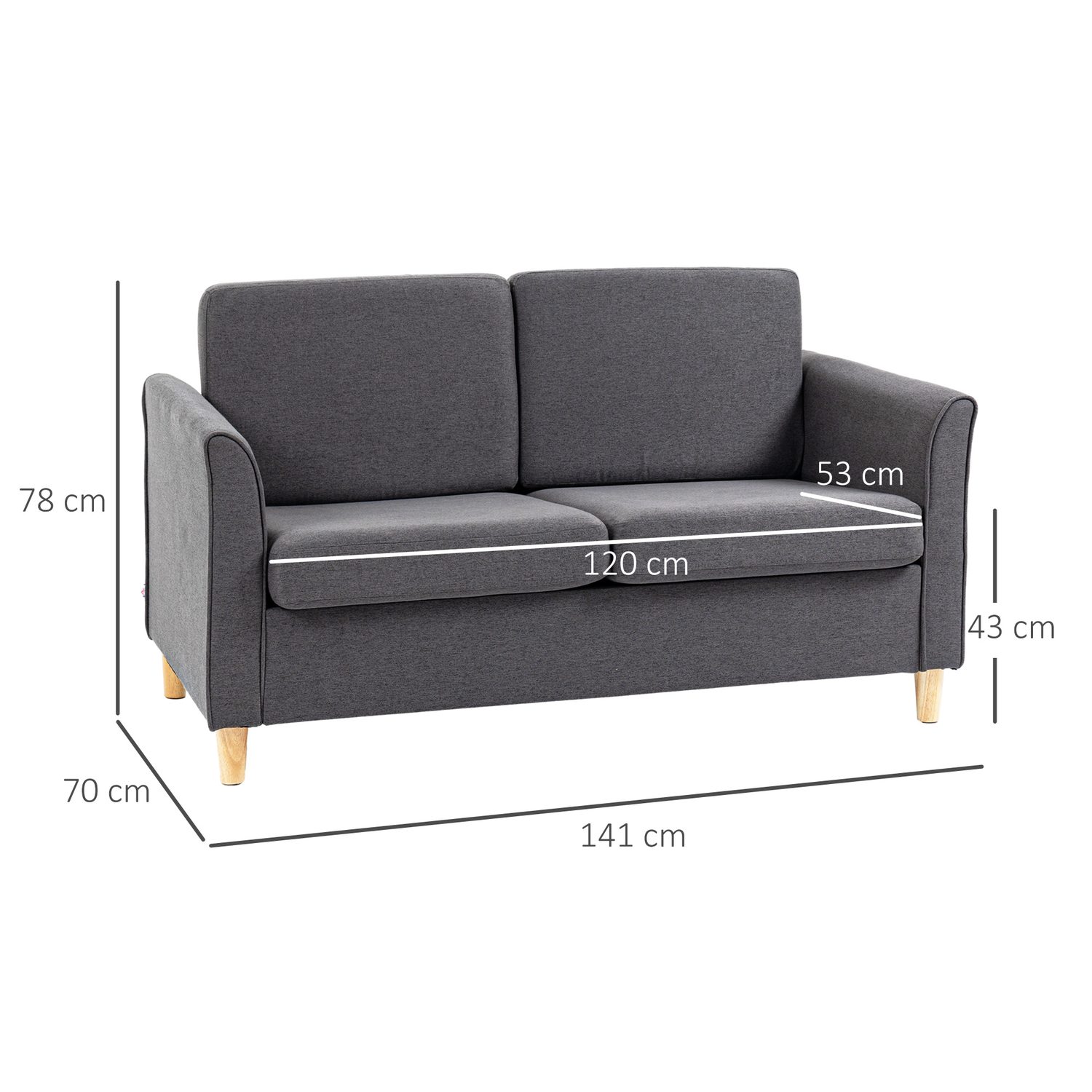 Compact Dark Grey 2 Seater Sofa for Effortless Modern Living
