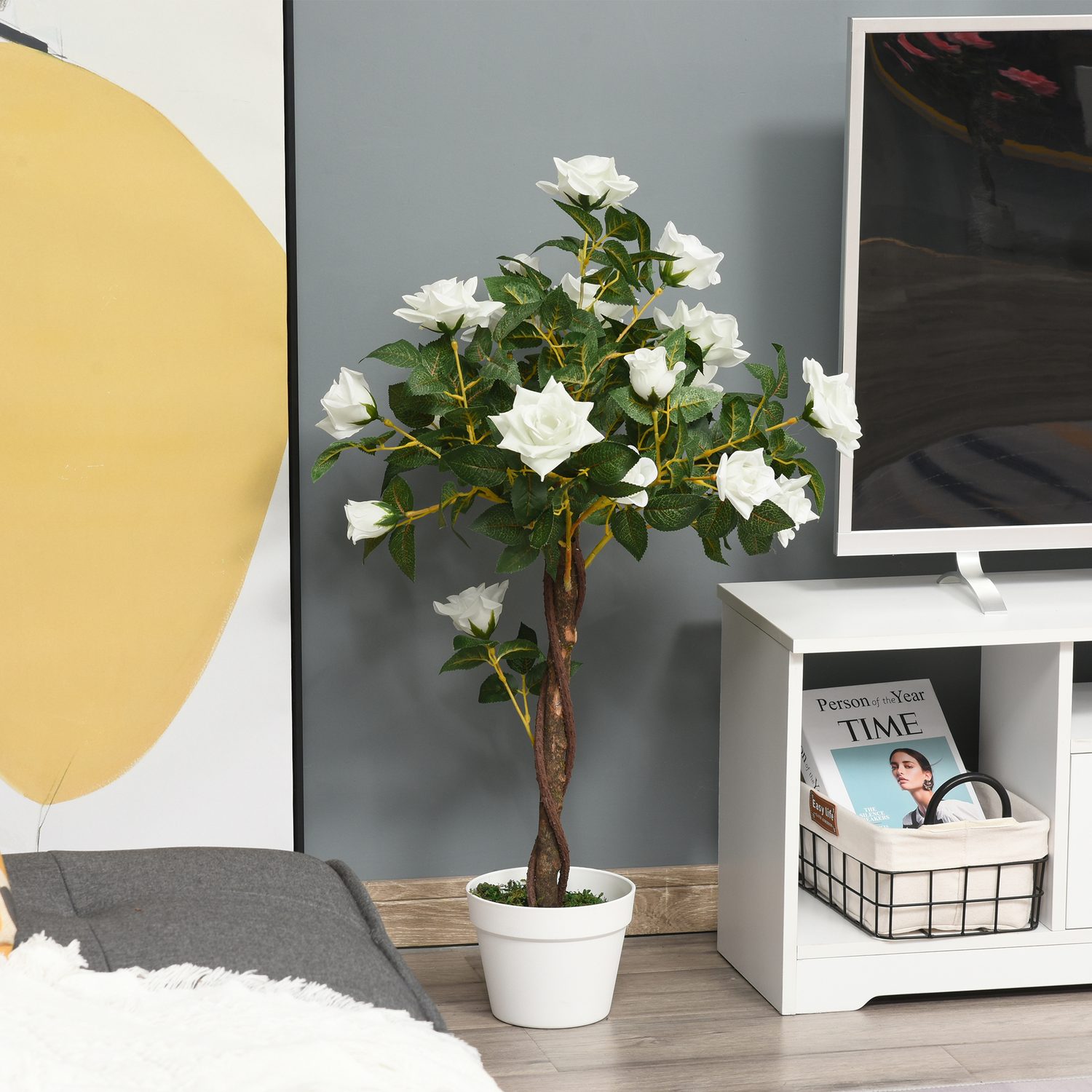 Faux White Rose Tree That Never Needs Watering