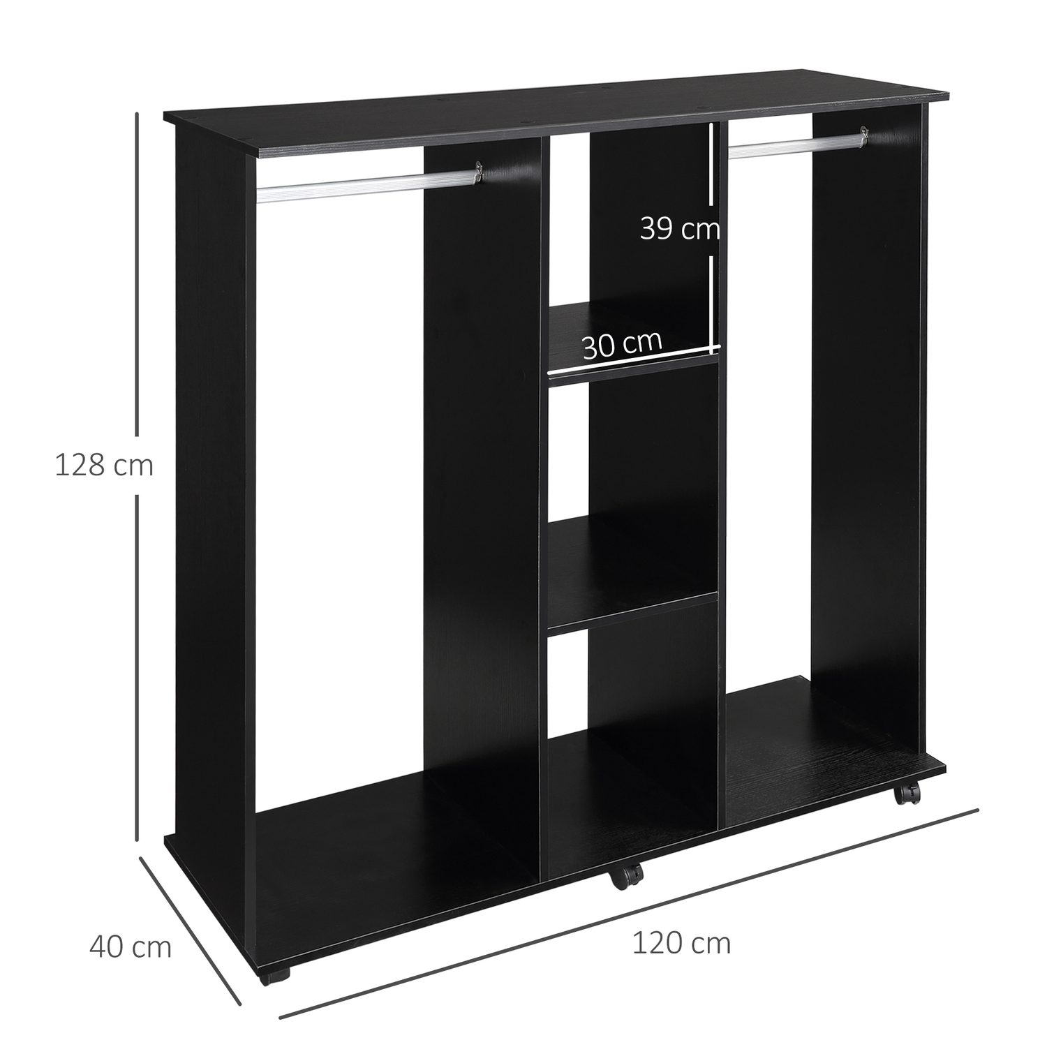 Black Mobile Open Wardrobe