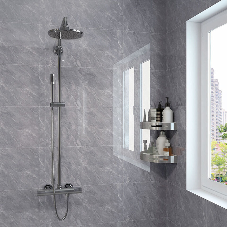 Marble-Effect Self-Adhesive Wall Tiles, Grey-Green, Pack of 10