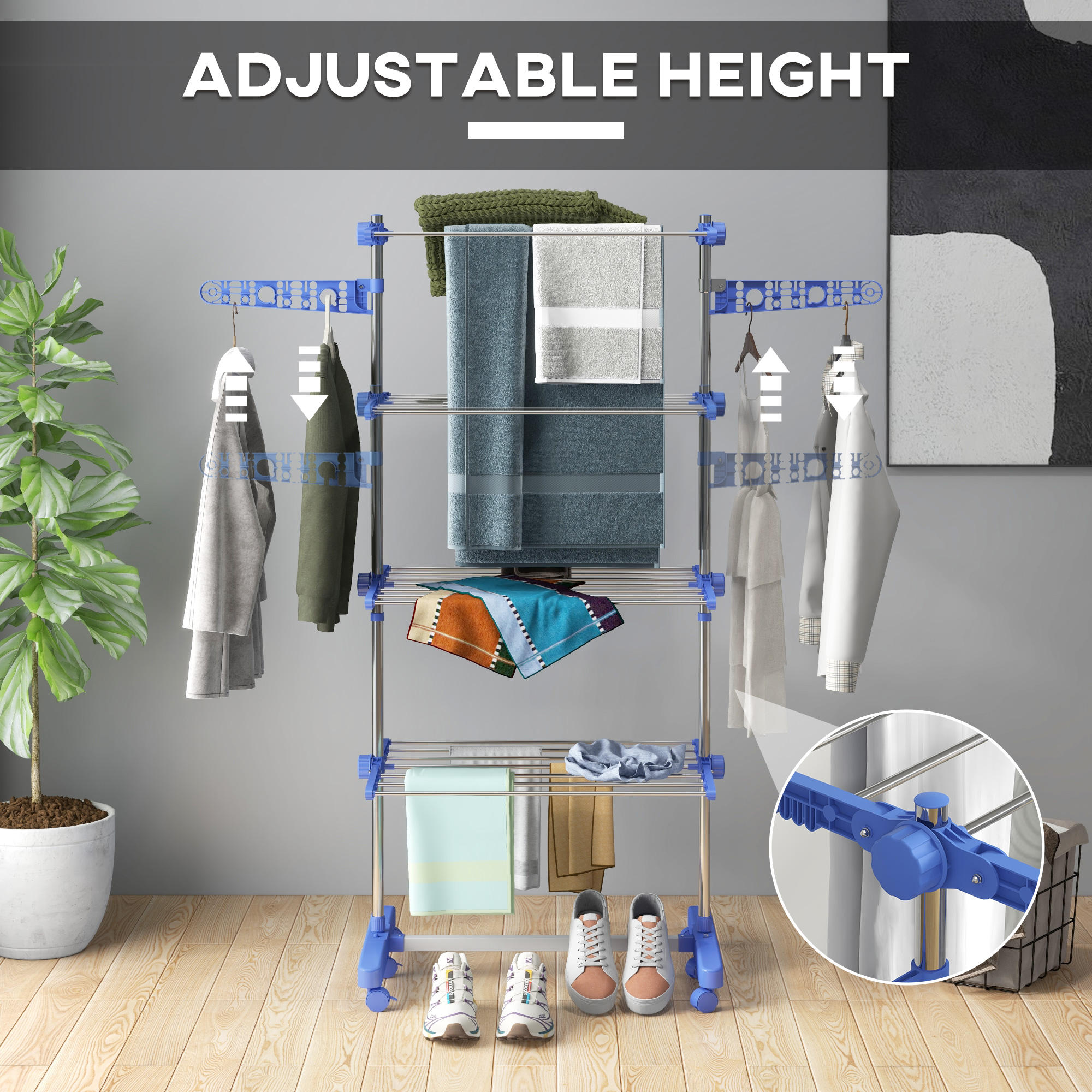 Collapsible 4-Tier Clothes Drying Rack with Wing Extensions