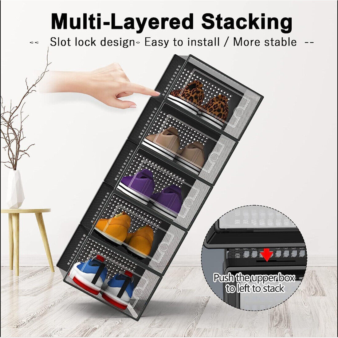 Set of 12 Stackable Shoe Storage Boxes