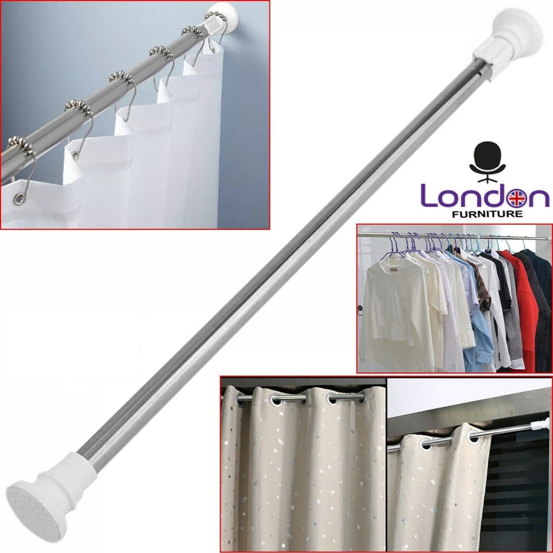 Telescopic tension shower curtain pole