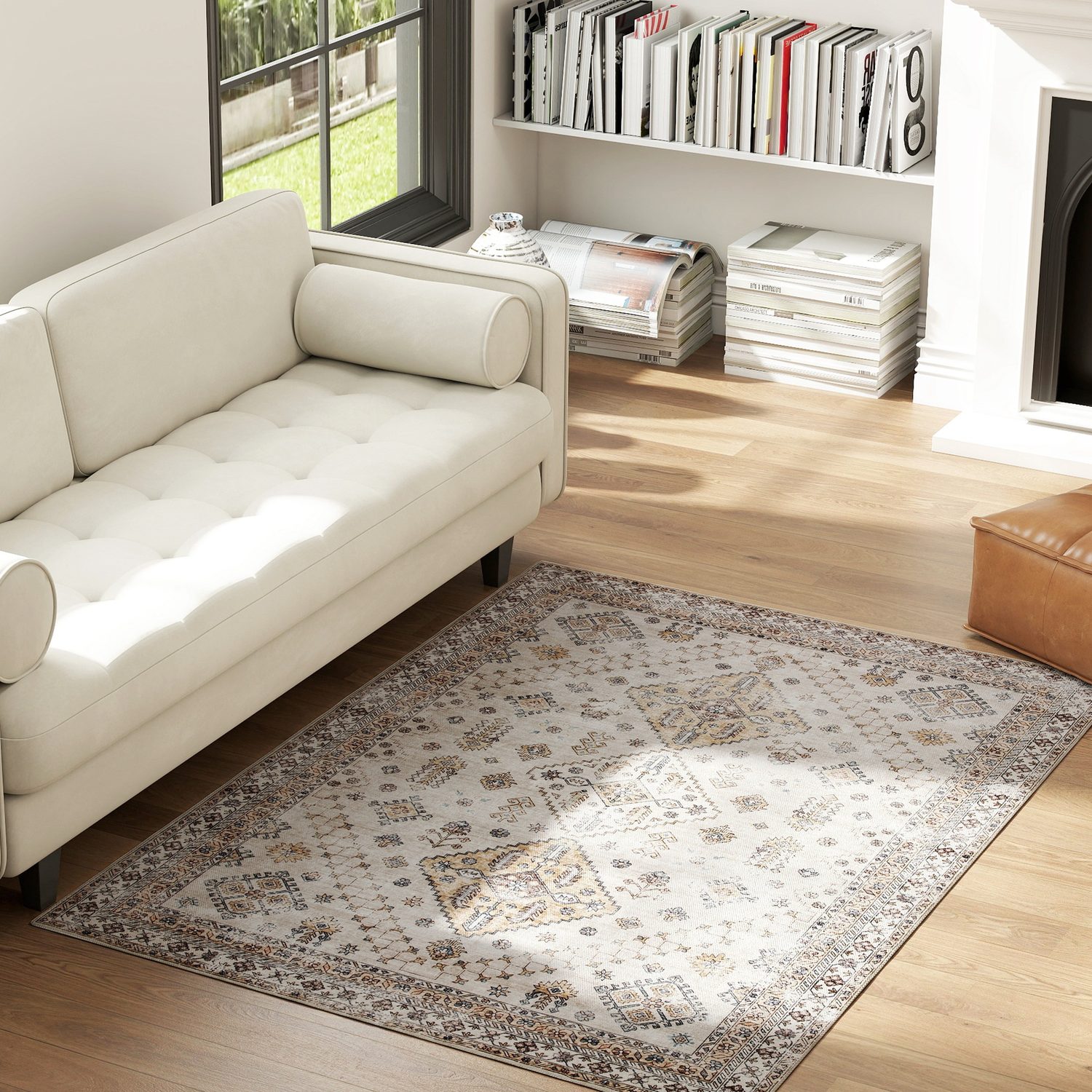 A Washable Vintage-Style Rug in a Classic Medallion Pattern
