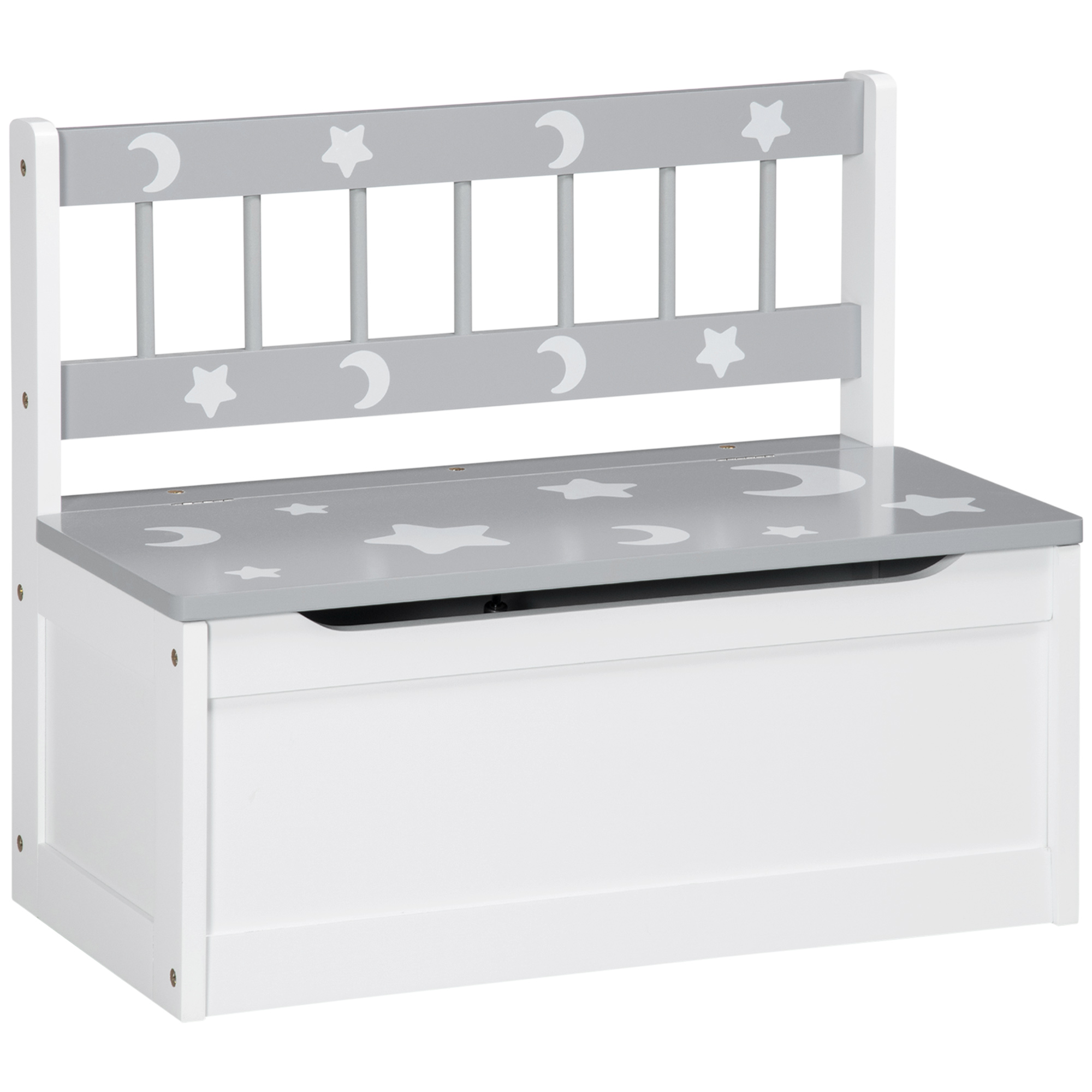 Kids storage bench with toy box and backrest