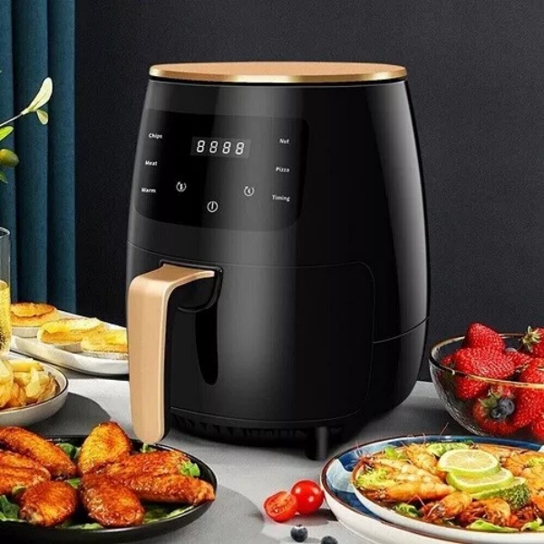 6L digital air fryer with bamboo-look lid