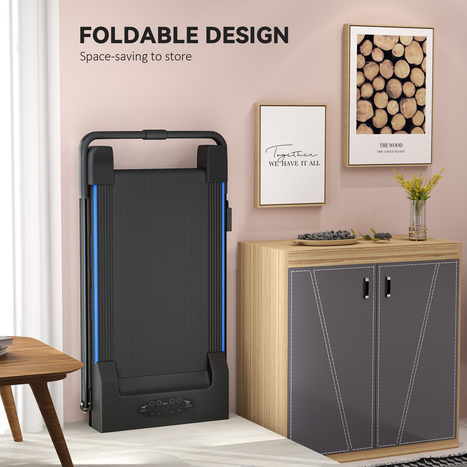 Fold-Flat Motorised Treadmill with LCD Display and Remote Control