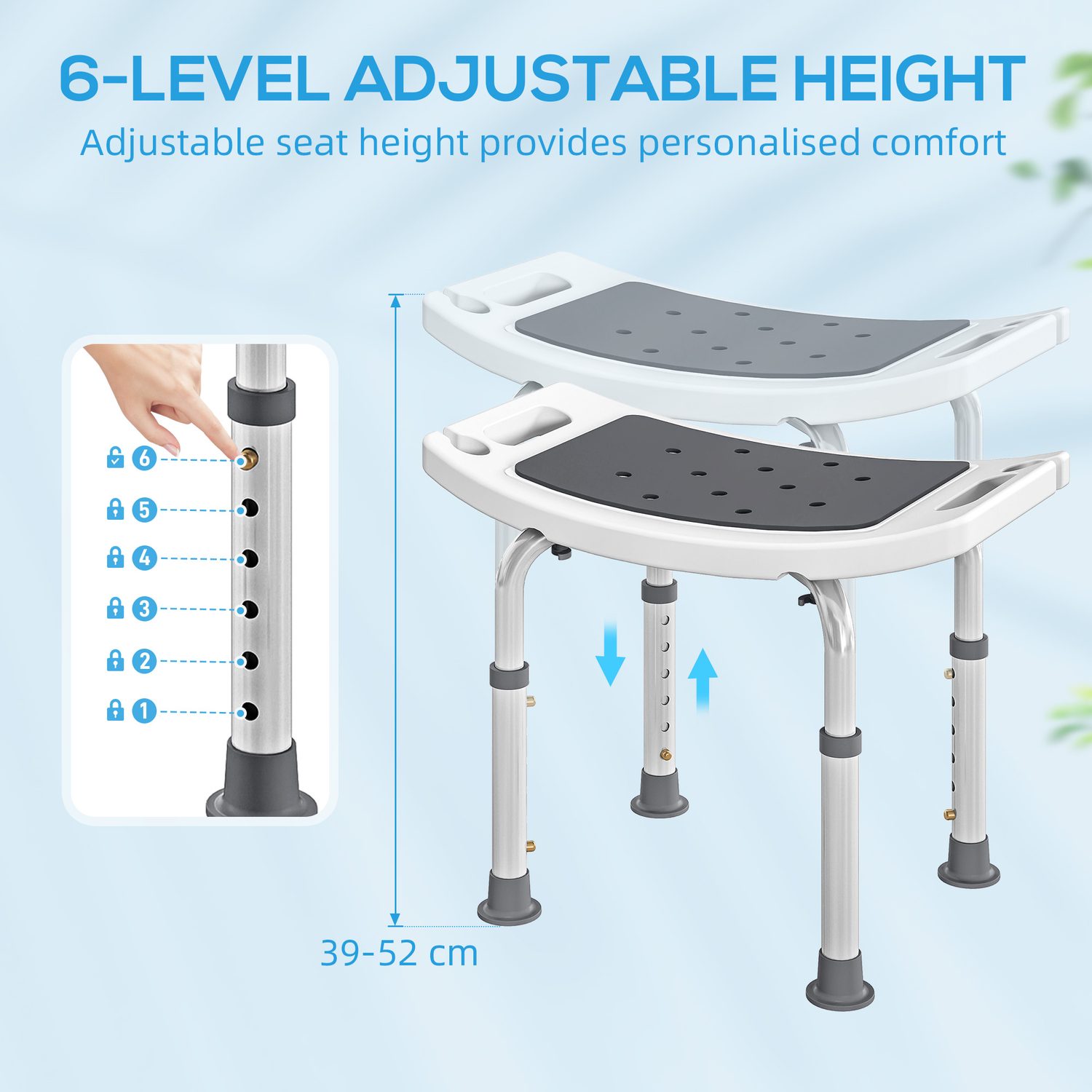 Adjustable Aluminium Shower Chair for Safe, Comfortable Bathing