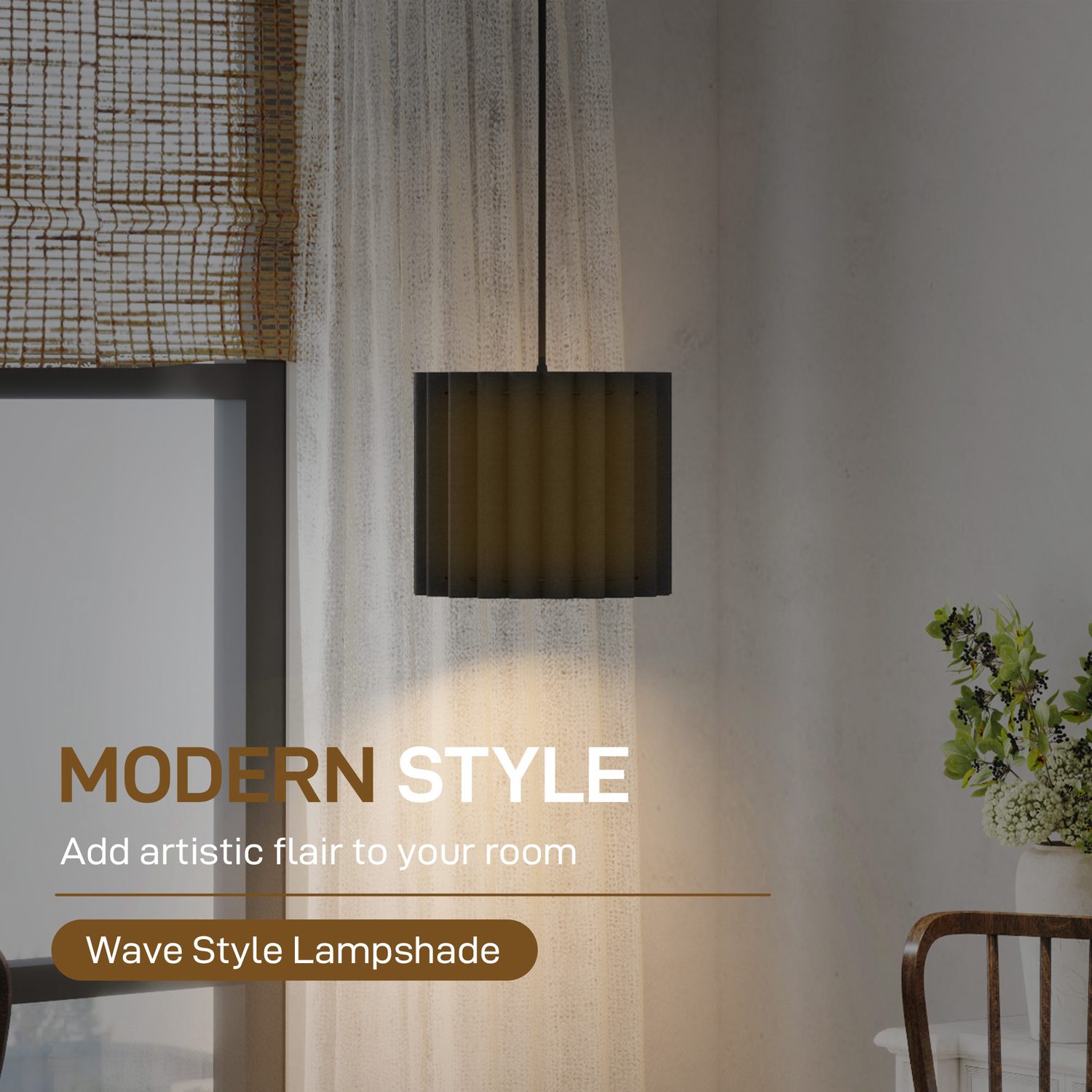 Black Linen Pendant Light for Soft Room Lighting
