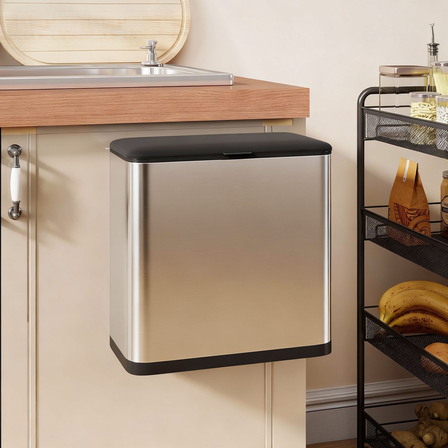 Compact 8L Hanging Kitchen Bin for Small Spaces