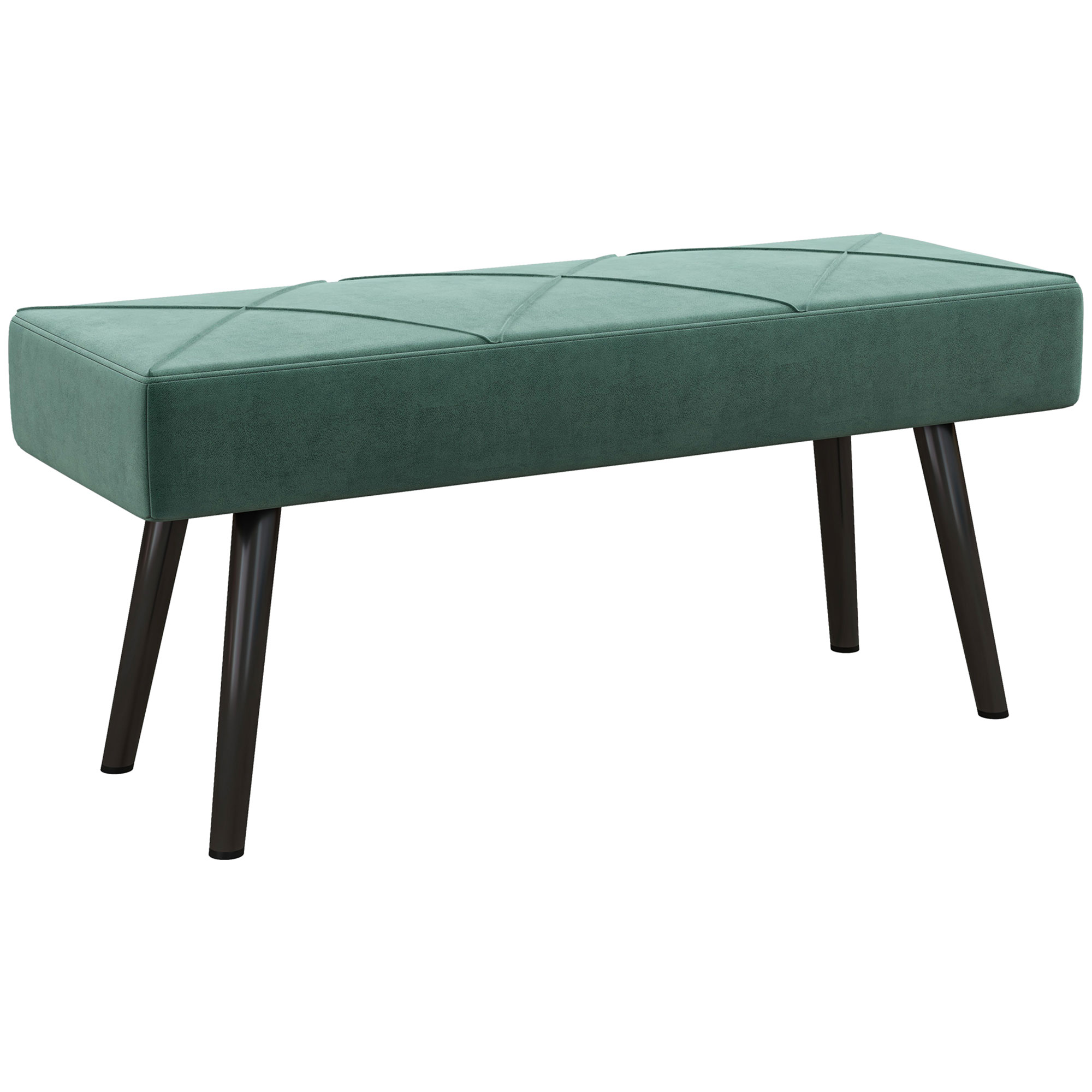 Luxe Green Velvet End of Bed Bench with Steel Legs