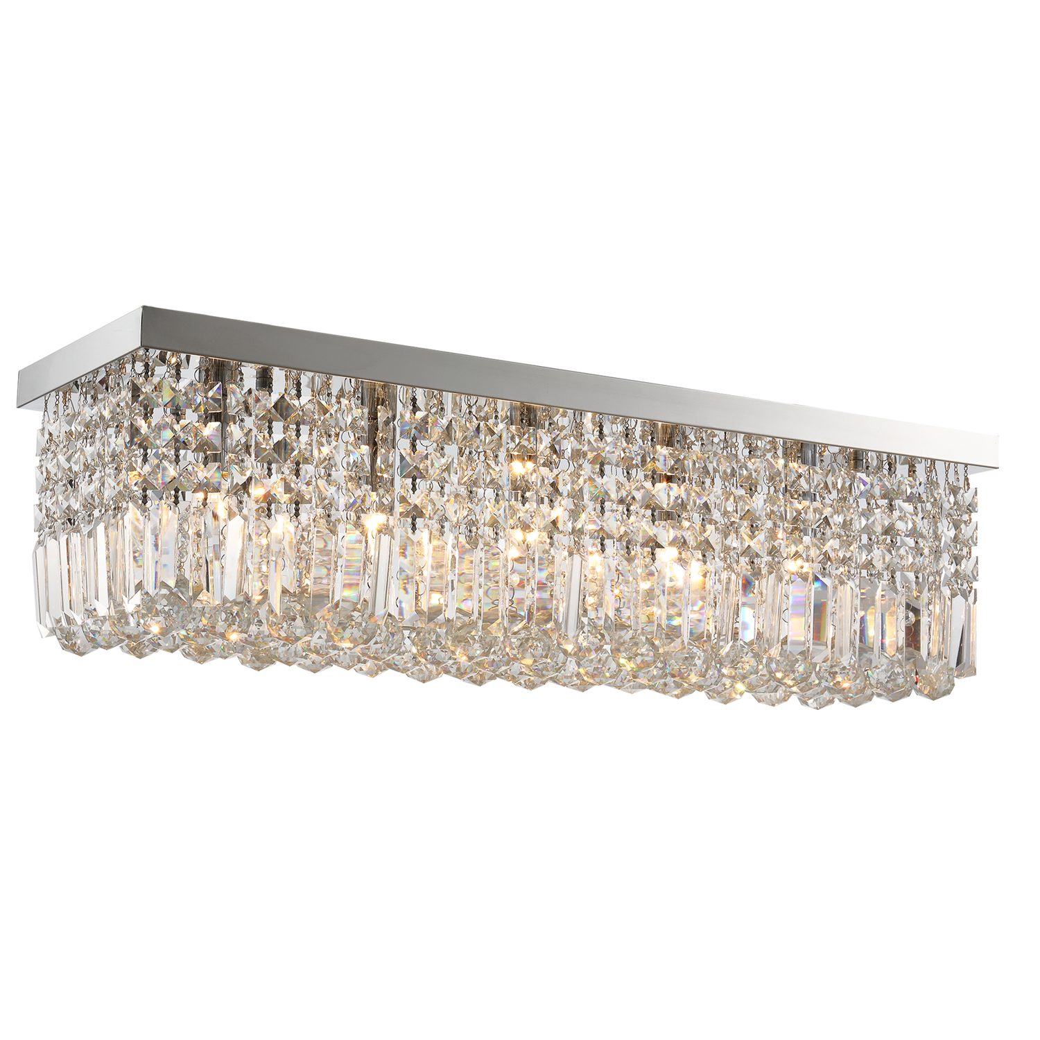 Modern square crystal ceiling light in silver finish