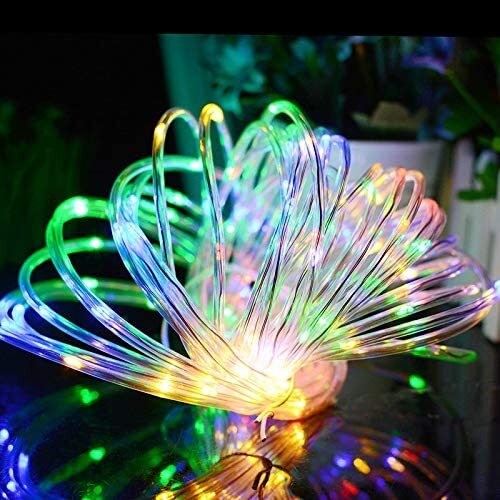USB rope fairy lights wound around a railing