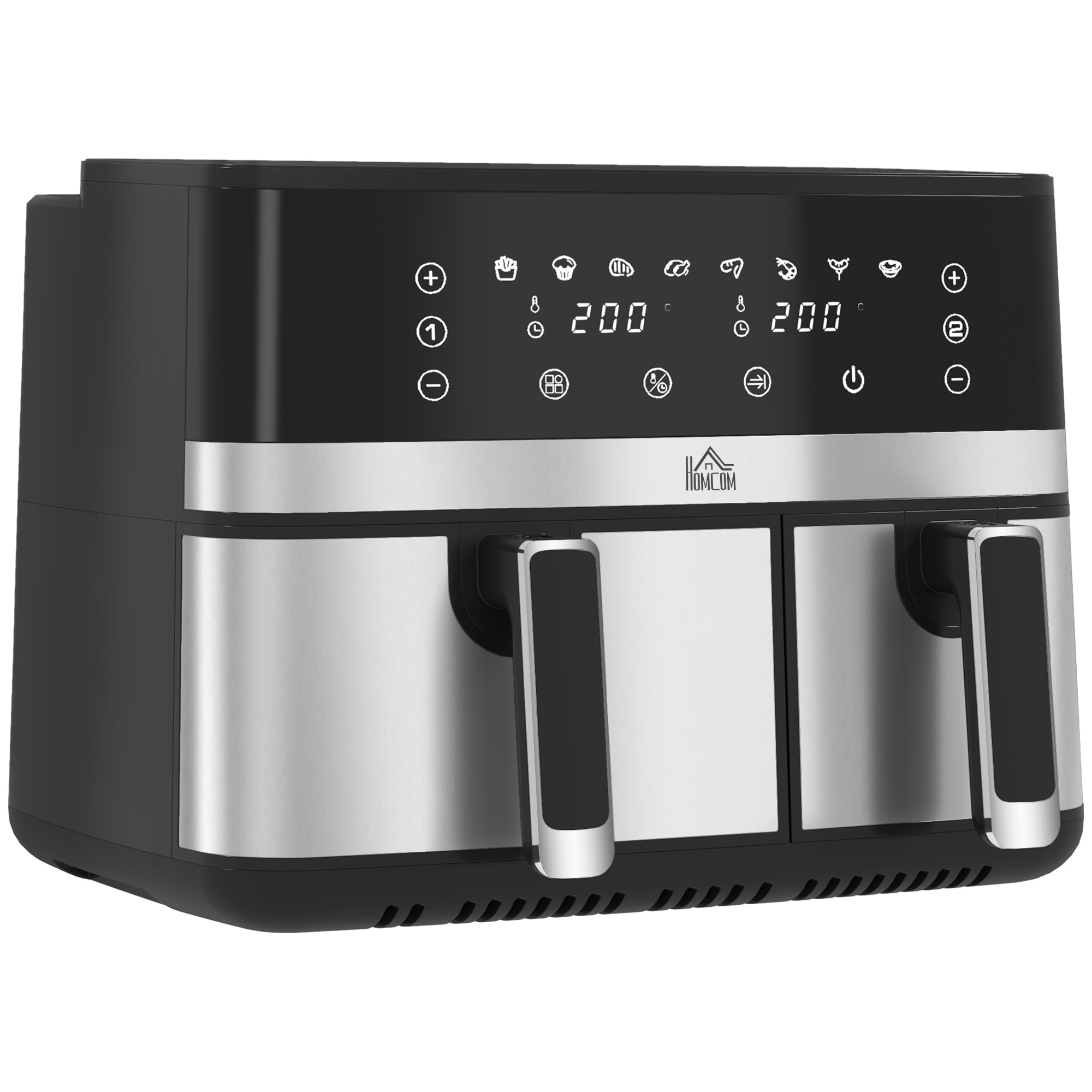 8.5L dual basket air fryer with asymmetric drawers