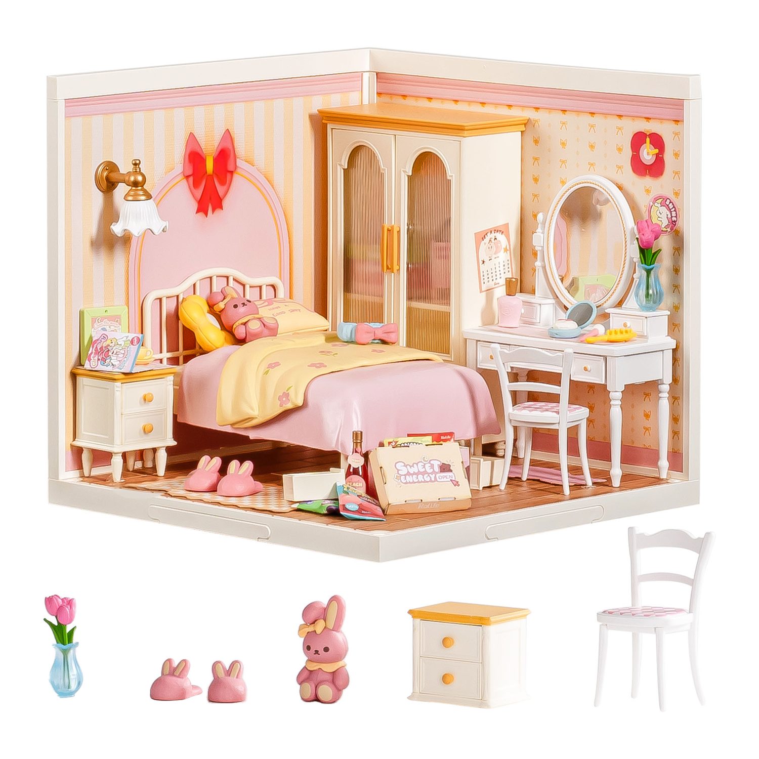 Rolife Pink Bedroom Miniature Kit