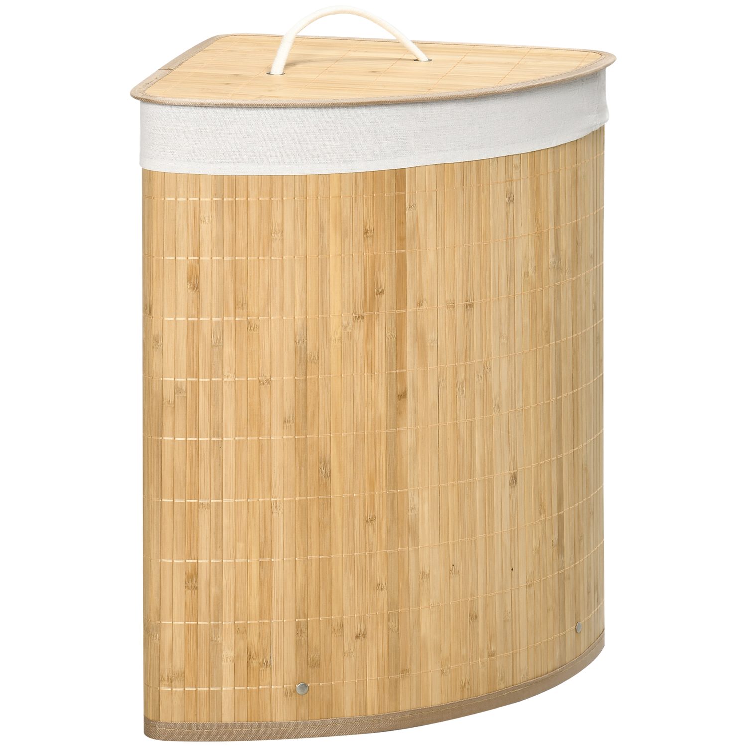 Triangular bamboo corner laundry basket