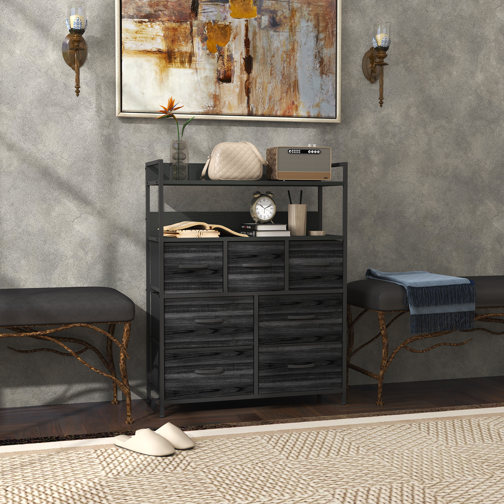 Rustic 7-Drawer Fabric Chest