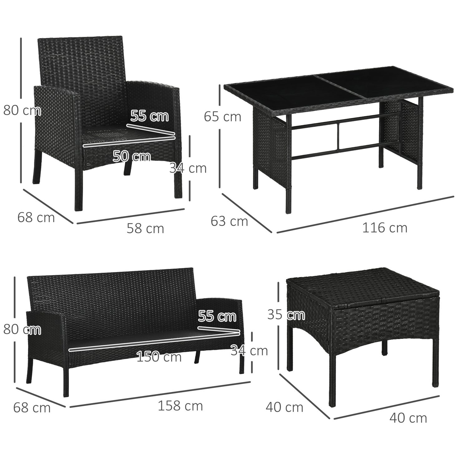 6-Piece Rattan Sofa Set