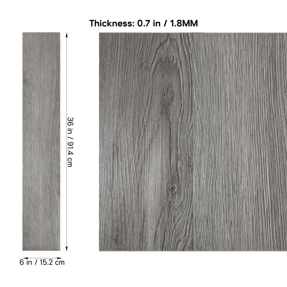 Peel-and-Stick Vinyl Flooring Planks in Grey Wood-Effect
