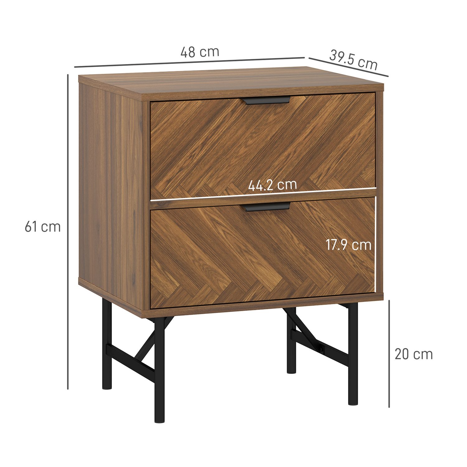 Walnut Herringbone Bedside Tables