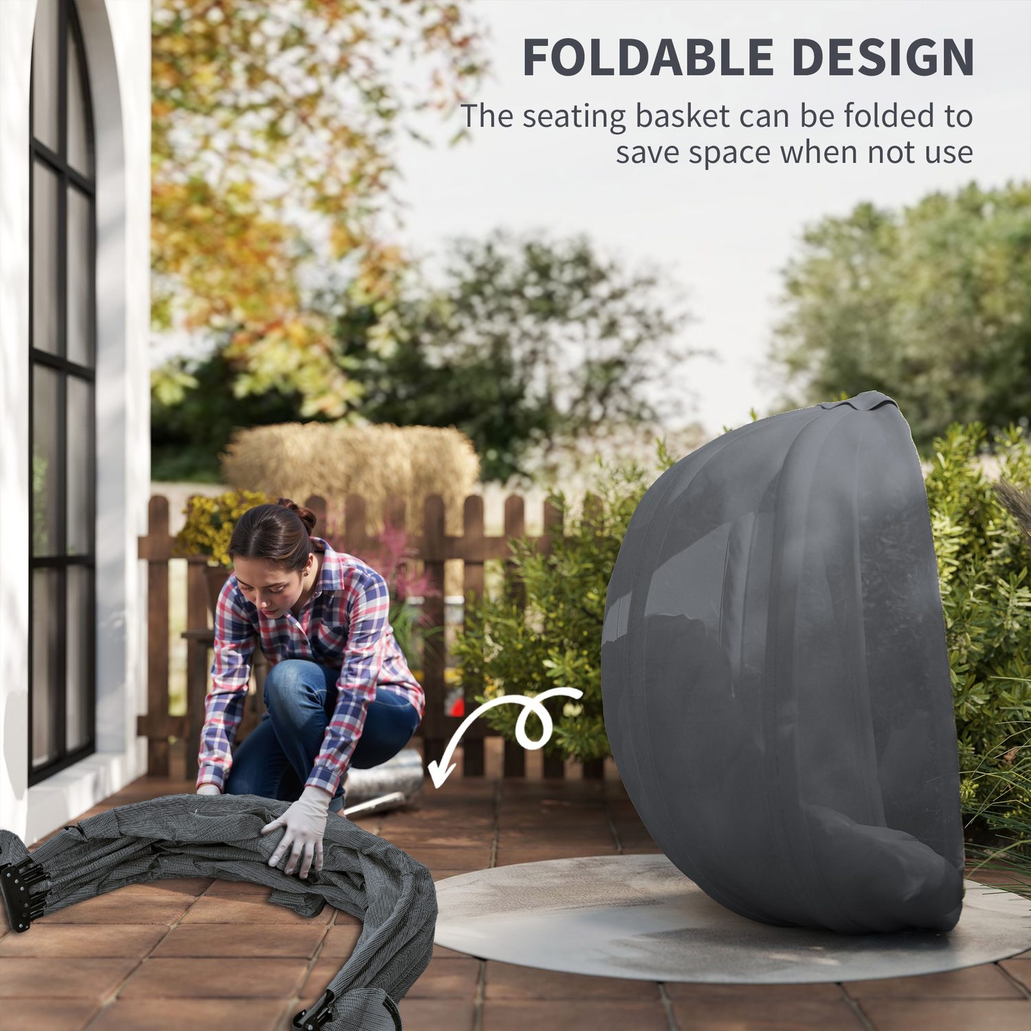 Relax in Style: Grey Hanging Egg Chair with Stand