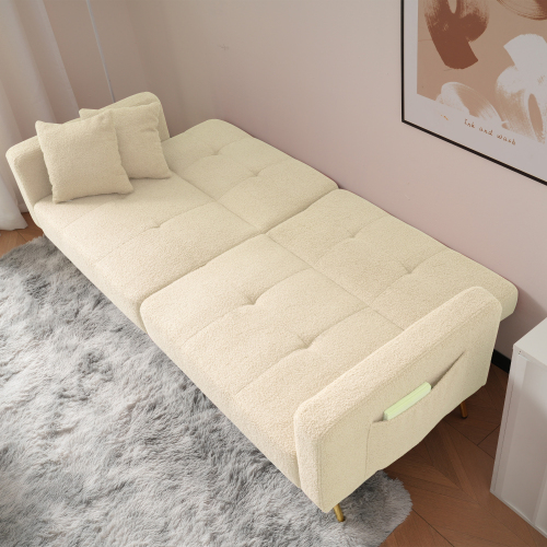 Chic 2 Seater Click Clack Sofa Bed with Side Pockets